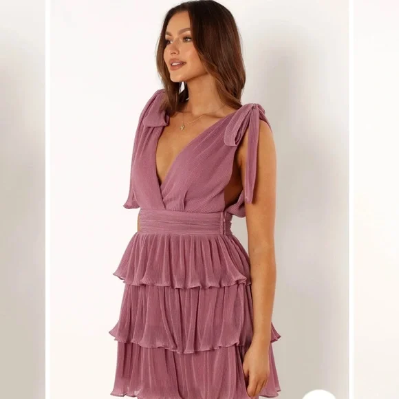 Petal & Pup Dusty Pink Ruffle Mini Dress L NWT - Picture 4 of 9